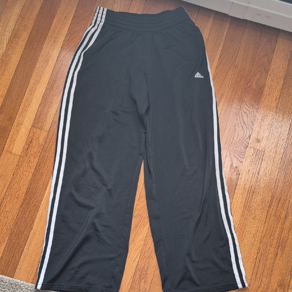 Adidas Black Joggers with White Stripes